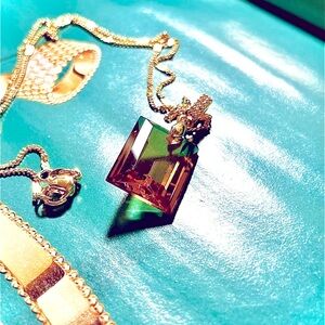 Zultanite Stone Frameless Pendant Gold Necklace